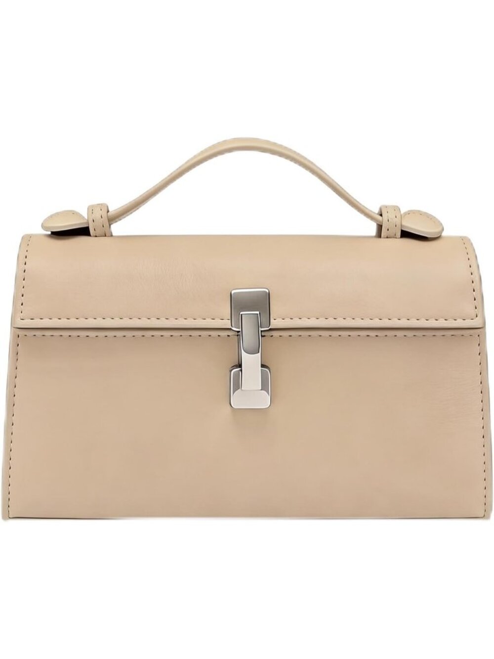 Women's Beige Vegan Leather Small Top Handle Evening Clutch Purses With Strap